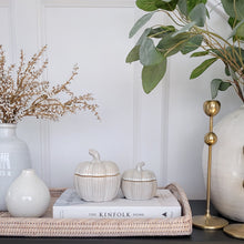 Load image into Gallery viewer, Grey Ceramic Pumpkin Storage Pots - 2 sizes