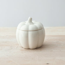 Load image into Gallery viewer, White Ceramic Pumpkin Storage Pots - 2 sizes