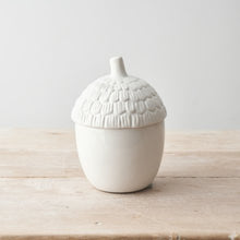 Load image into Gallery viewer, White Ceramic Acorn Storage Pots - 2 sizes