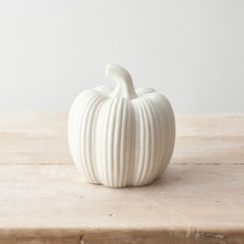 Load image into Gallery viewer, White Ribbed Ceramic Pumpkin - 2 sizes