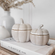 Load image into Gallery viewer, Grey Ceramic Pumpkin Storage Pots - 2 sizes