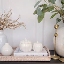 Load image into Gallery viewer, White Ceramic Pumpkin Storage Pots - 2 sizes
