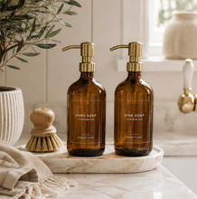 Load image into Gallery viewer, Amber Glass Lotion Dispenser Bottle - 500ml
