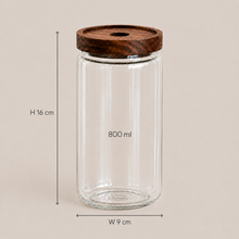 Load image into Gallery viewer, Medium Glass Jar with Acacia Lid - 0.8l