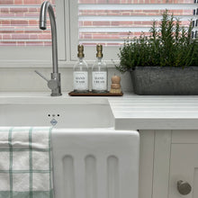 Load image into Gallery viewer, Clear Glass Soap Bottles 500ml, Large Acacia Tray & Dish Brush Set