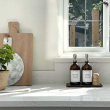 Load image into Gallery viewer, Amber Glass Soap Bottles 500ml, Large Acacia Tray & Dish Brush Set