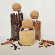 Load image into Gallery viewer, Set of 3 Glass Jars with Cork Ball