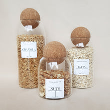Load image into Gallery viewer, Set of 3 Glass Jars with Cork Ball