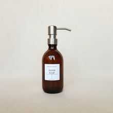Load image into Gallery viewer, Amber Glass Soap Bottles 300ml, Acacia Tray & Dish Brush Set