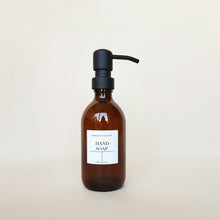 Load image into Gallery viewer, Amber Glass Soap Bottles 300ml, Acacia Tray & Dish Brush Set