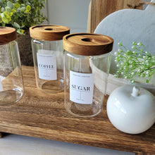 Load image into Gallery viewer, Tea, Coffee & Sugar Acacia Jar Set 0.8l