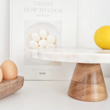 Load image into Gallery viewer, Marble and Acacia Cake Stand