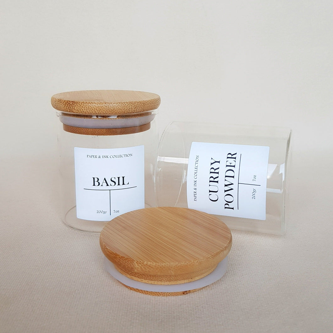 Perfectly Imperfect Small Round Spice Jar with Bamboo Lid - 220ml