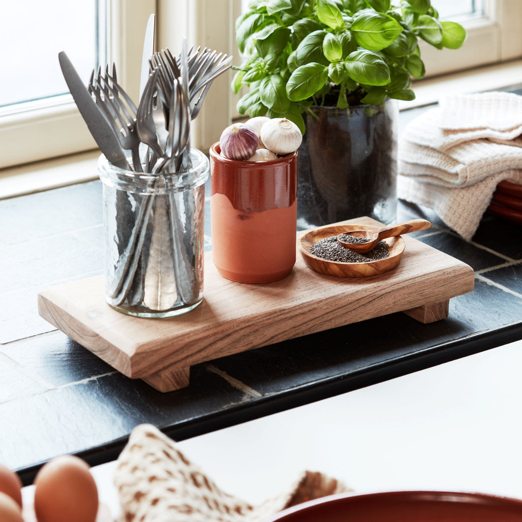 Acacia Rectangular Tray Stand with Feet