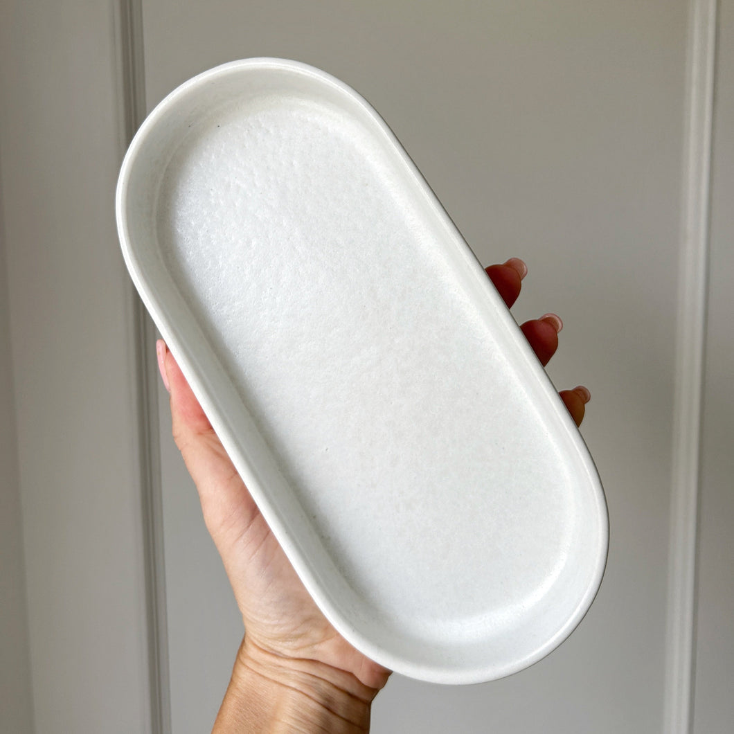 Ceramic Off White Oval Tray