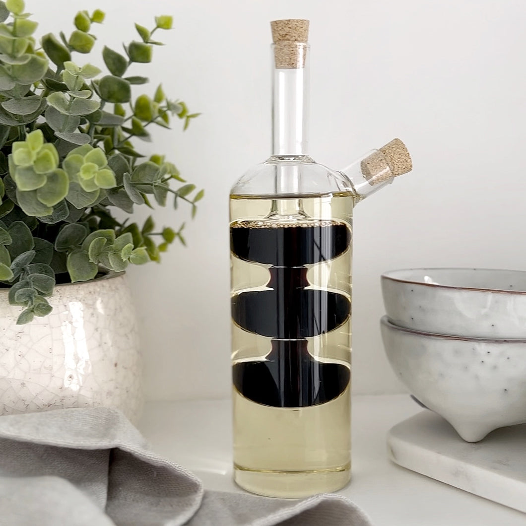 2 in 1 Oil and Vinegar Glass Bottle with Cork Stopper
