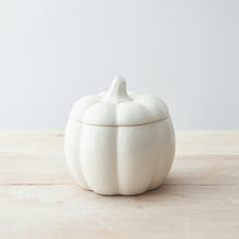 Load image into Gallery viewer, White Ceramic Pumpkin Storage Pots - 2 sizes

