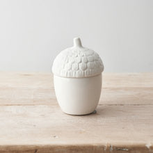 Load image into Gallery viewer, White Ceramic Acorn Storage Pots - 2 sizes
