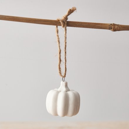 White Ceramic Hanging Pumpkin