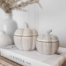 Load image into Gallery viewer, Grey Ceramic Pumpkin Storage Pots - 2 sizes

