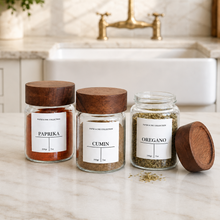 Load image into Gallery viewer, Acacia Wood Screw Top Glass Spice Jar - 200ml
