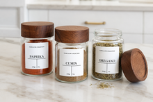 Load image into Gallery viewer, Acacia Wood Screw Top Glass Spice Jar - 200ml
