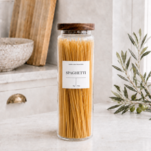 Load image into Gallery viewer, Tall Glass Jar with Acacia Lid - 1.6l
