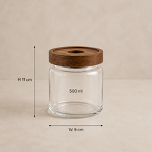 Load image into Gallery viewer, Small Glass Jar with Acacia Lid - 0.5l
