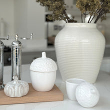 Load image into Gallery viewer, White Ceramic Acorn Storage Pots - 2 sizes
