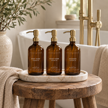 Load image into Gallery viewer, Amber Glass Lotion Dispenser Bottle - Shampoo Conditioner Body Wash - 500ml
