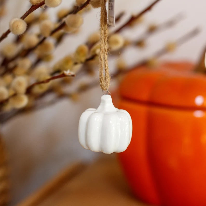 White Ceramic Hanging Pumpkin