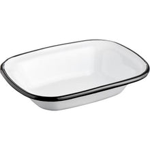 Load image into Gallery viewer, Enamel Soap Dish White with Black Rim
