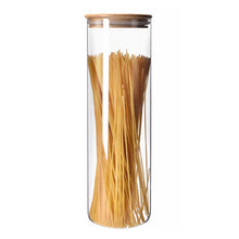 Load image into Gallery viewer, Tall Glass Jar with a Bamboo Lid - 2 litre
