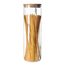 Load image into Gallery viewer, Tall Glass Jar with a Bamboo Lid - 2 litre
