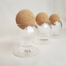 Load image into Gallery viewer, Tea, Coffee &amp; Sugar Cork Ball Jar Set - 0.5l
