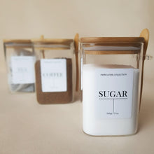 Load image into Gallery viewer, Tea, Coffee &amp; Sugar Square Bamboo Jar Set with Spoons
