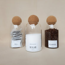 Load image into Gallery viewer, Tea, Coffee &amp; Sugar Cork Ball Jar Set - 0.8l
