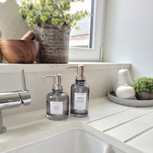 Load image into Gallery viewer, Silver Grey Glass Soap Dispenser - Short 330ml
