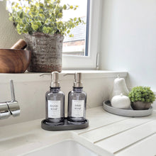 Load image into Gallery viewer, Silver Grey Glass Soap Dispenser - Tall 330ml
