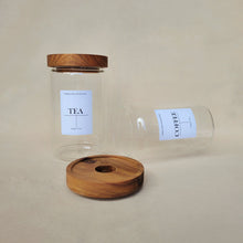 Load image into Gallery viewer, Tea, Coffee &amp; Sugar Acacia Jar Set 0.8l
