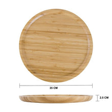Load image into Gallery viewer, Large Round Bamboo Wooden Tray

